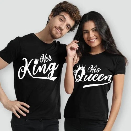 King Queen Couple Tshirt - Black