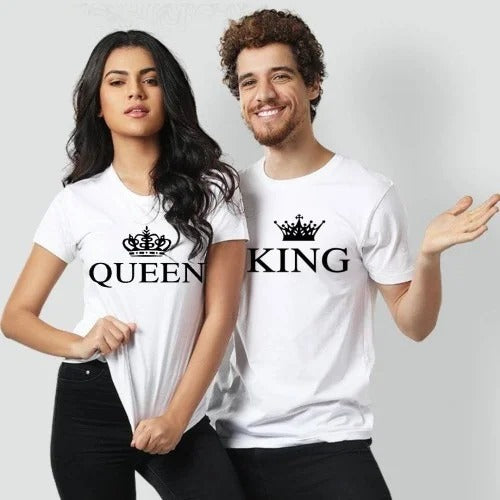 King Queen Couple Tshirt - White