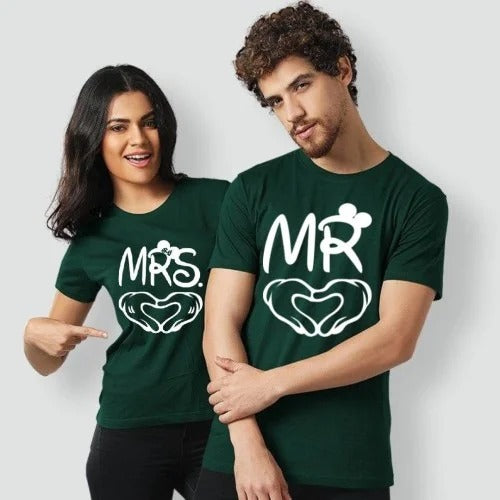 Mr & Mrs Couple Tshirt - Green